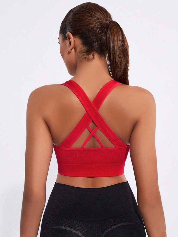 Solid Color Back-Crossed Simple And Comfortable Sports Bra