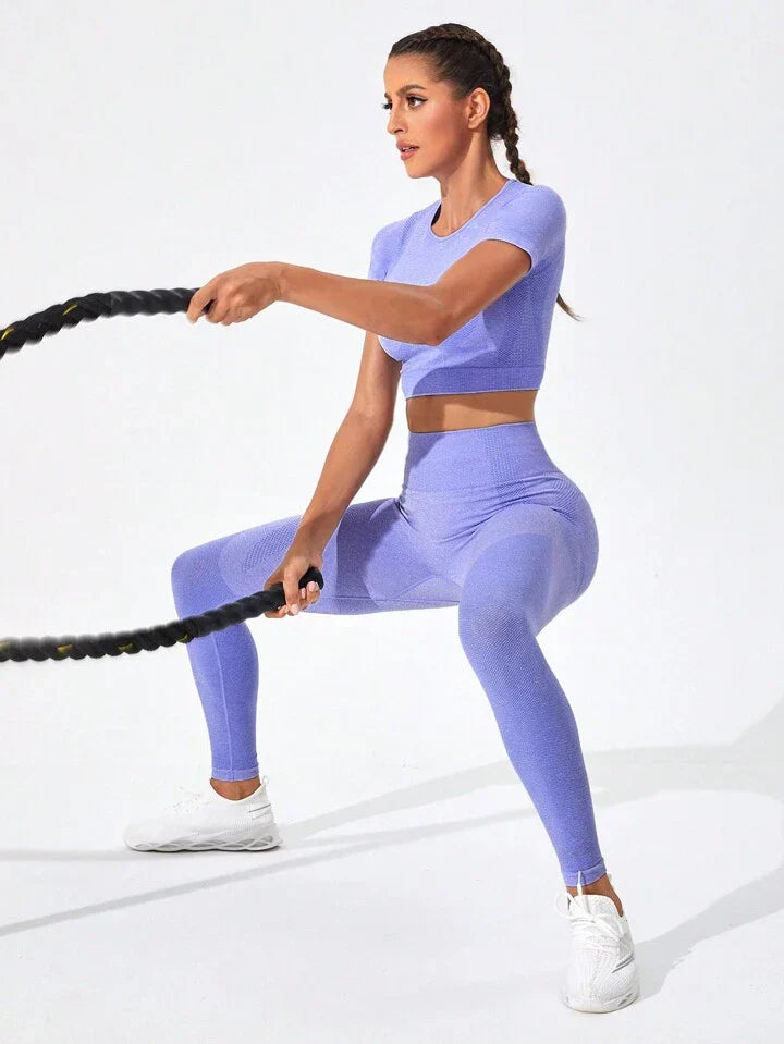 Solid Sports Tee & Leggings Set