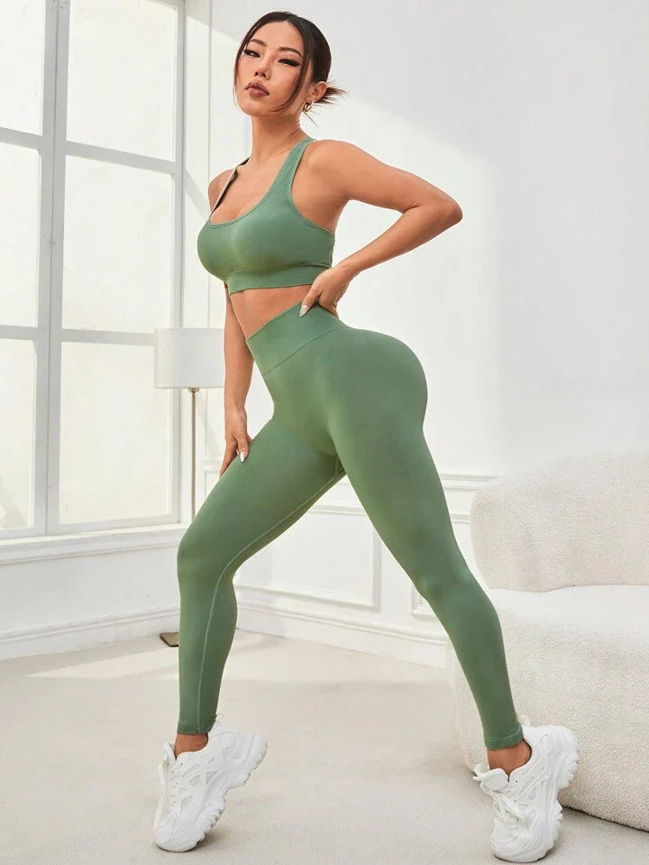 Yoga Sxy Women's Seamless Hollow Out Back Gym Set