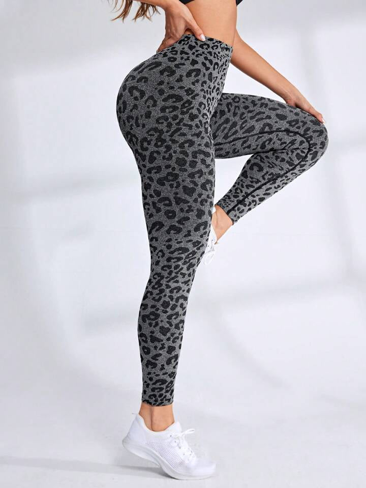 Leopard Print Seamless High Waist Stretchy Gym Leggings