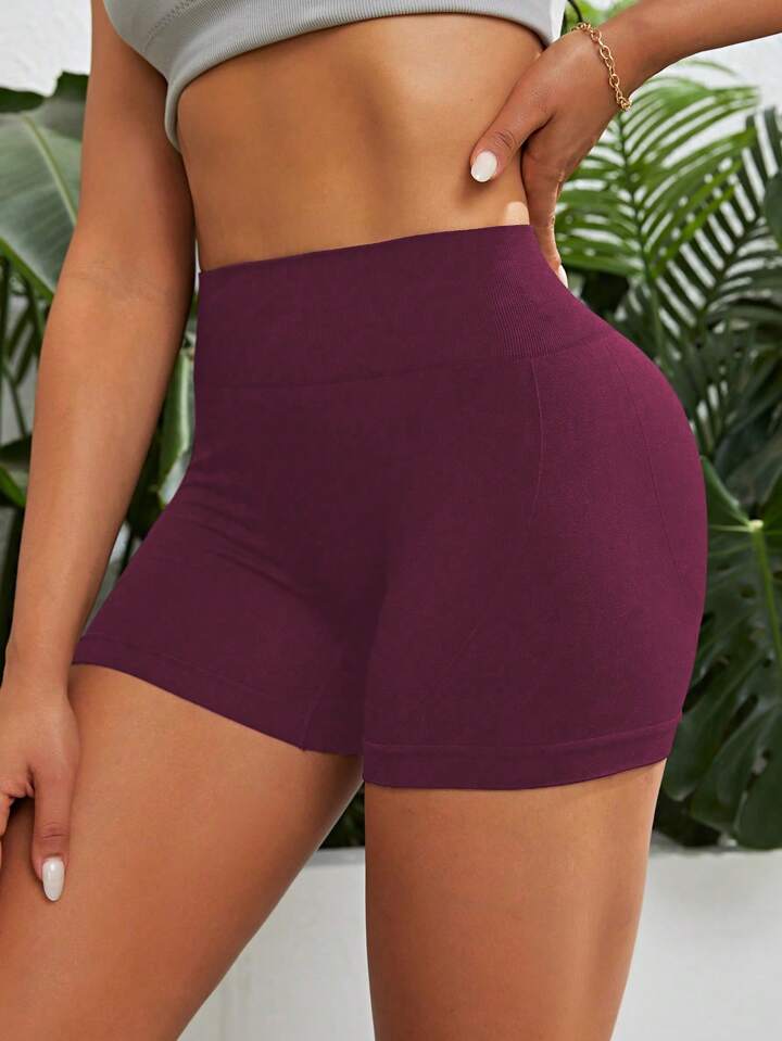 Letter Graphic Wideband Waist Sports Shorts Legging Shorts