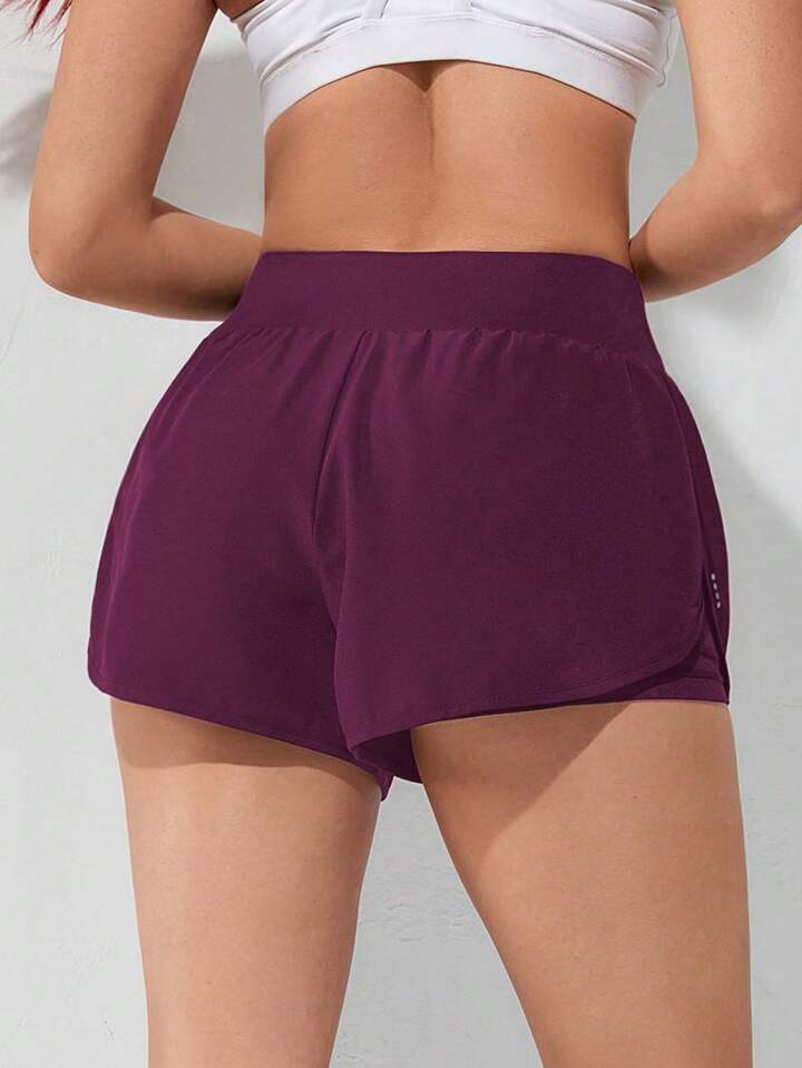 Running Wideband Waist Dolphin Hem Sports Shorts