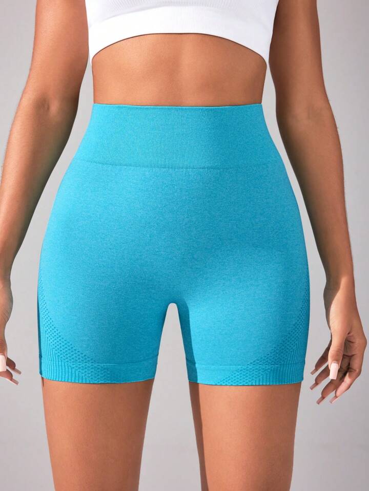 Women's Seamless High Waist Solid Color Sports Shorts
