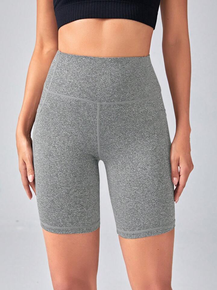 Yoga Basic Women Solid Color Casual Sports Shorts With Pockets
