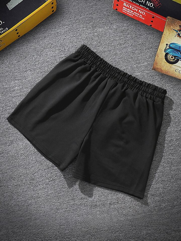 Homme Men Letter Graphic Drawstring Waist Shorts