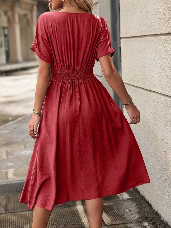 Neckline Batwing Sleeve Dress