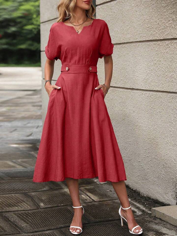 Neckline Batwing Sleeve Dress