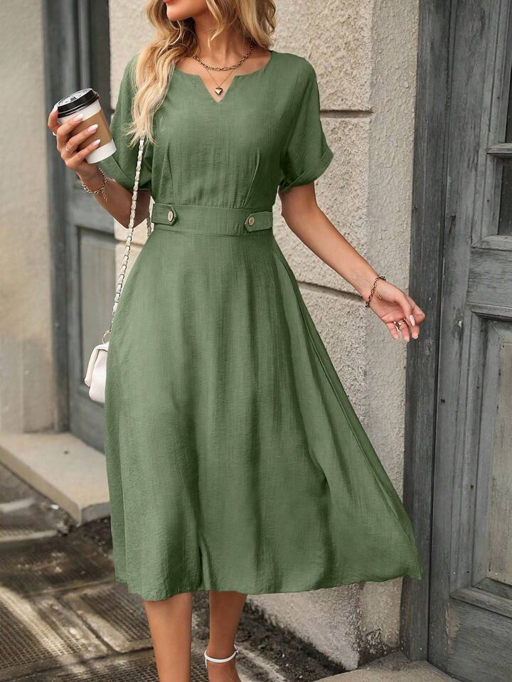 Neckline Batwing Sleeve Dress