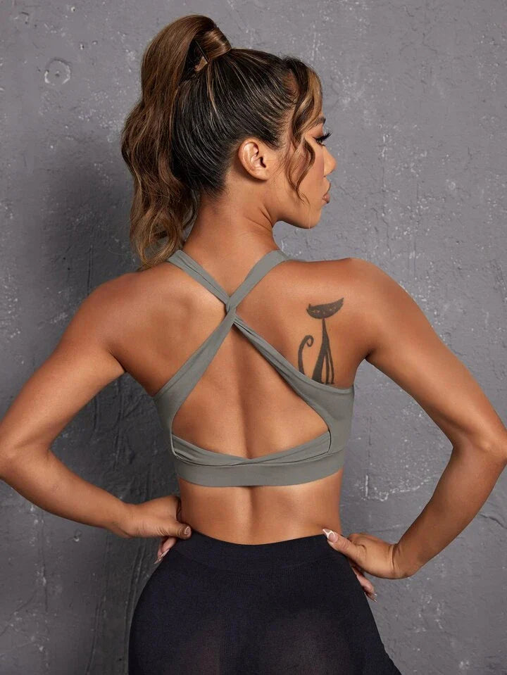 Light Support Criss Cross Backless Sports Bra