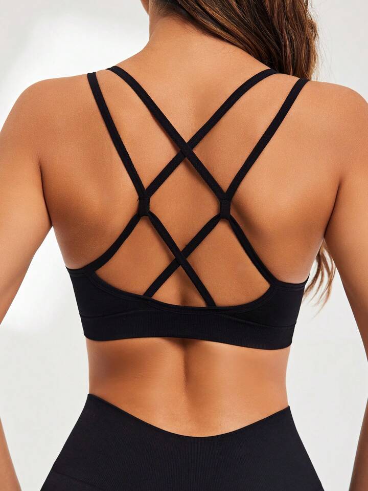 Women Fashionable Cross Design Seamless Sports Bra