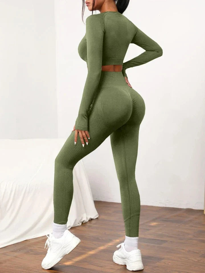 2pcs Seamless High Stretch Yoga Set Tracksuit Gym Set