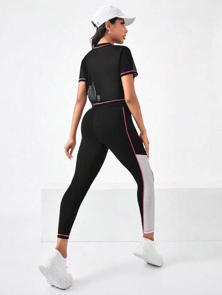 Running Colorblock Sports Tee & Phone Pocket Side Leggings