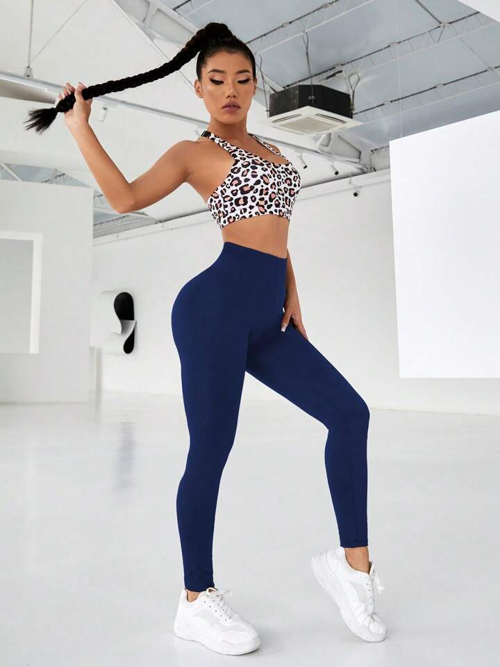 Solid Wideband Waist Sports Leggings