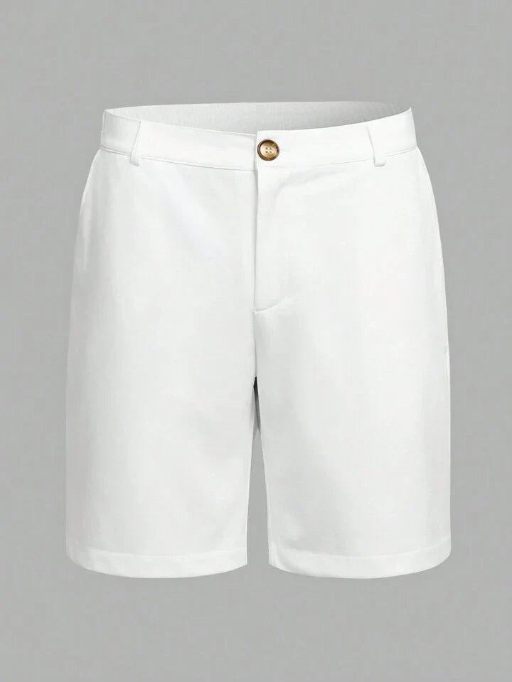 Manfinity Homme Men's Elastic Waist Straight Shorts
