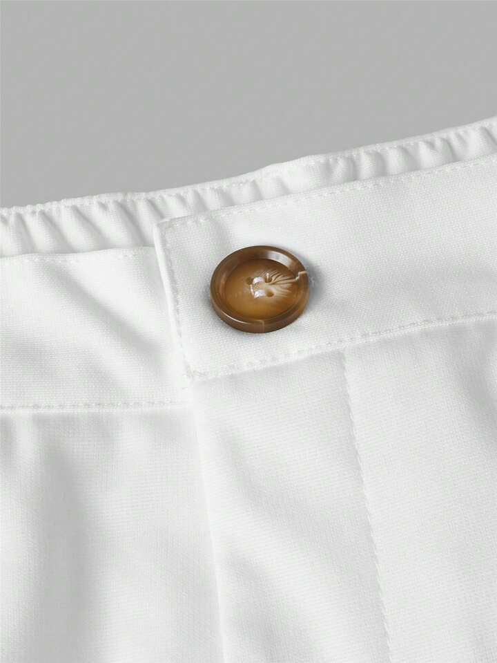 Manfinity Homme Men's Elastic Waist Straight Shorts