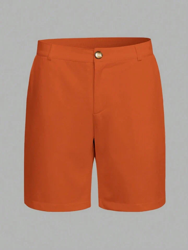 Homme Men Simple Solid Color Loose Fit Casual Shorts